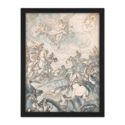 "Artery8 Wall Art Print Rugendas Constantines Battle Milvian Bridge Drawing Large Framed Wall Décor Art in White - Size: W18"" x H24""" - thumbnail 1