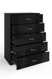 FWStyle Chilton Black Gloss 5 Drawer Chest (H) 100cm (W) 70cm (D) 40cm - thumbnail 5