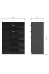 FWStyle Chilton Black Gloss 5 Drawer Chest (H) 100cm (W) 70cm (D) 40cm - thumbnail 6