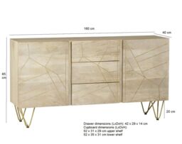 IH Design Large Sideboard with Doors & Drawers Deiondre Light Mango in Brown - thumbnail 4