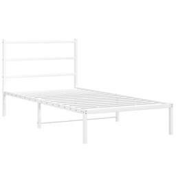 Berkfield Home Metal Bed Frame without Mattress with Headboard White 100x190cm - Size: 100x190 cm - thumbnail 2