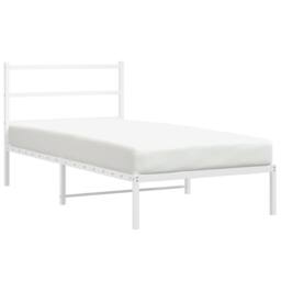 Berkfield Home Metal Bed Frame without Mattress with Headboard White 100x190cm - Size: 100x190 cm - thumbnail 4