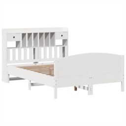 Berkfield Home Bookcase Bed without Mattress White 160x200cm Solid Wood Pine - Size: 160x200 cm - thumbnail 3