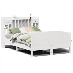 Berkfield Home Bookcase Bed without Mattress White 160x200cm Solid Wood Pine - Size: 160x200 cm - thumbnail 2