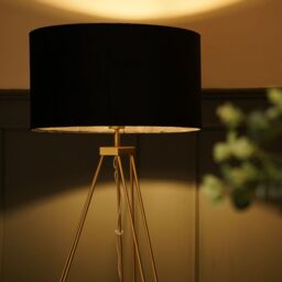 ValueLights Aero Hairpin Leg Gold Tripod Floor Lamp Light with Velvet Shade in Black - Size: 18 inches - thumbnail 3