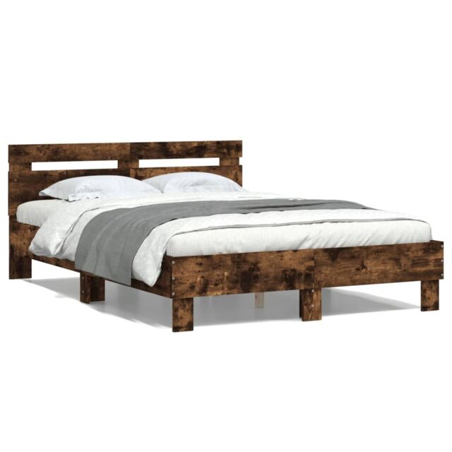 Berkfield Home Bed Frame without Mattress Smoked Oak 120x200 cm in Brown - Size: Small Double - image 1