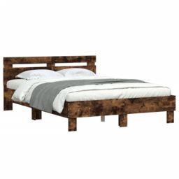Berkfield Home Bed Frame without Mattress Smoked Oak 120x200 cm in Brown - Size: Small Double - thumbnail 4