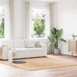 Berkfield Home Shaggy Rug High Pile NAVARRA Beige 240x240 cm Polyester - Size: Medium - thumbnail 2