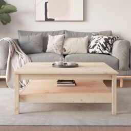 Berkfield Home Coffee Table 100x100x40 cm Solid Wood Pine in Brown - Size: 100 x 100 x 40 cm - thumbnail 1