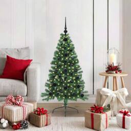 Berkfield Home Beautiful Artificial Pre-lit Christmas Tree Green 120 cm PVC - thumbnail 2