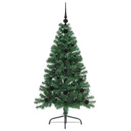 Berkfield Home Beautiful Artificial Pre-lit Christmas Tree Green 120 cm PVC - thumbnail 4