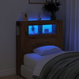 Berkfield Home LED Headboard Artisan Oak 100x18.5x103.5 cm Engineered Wood in Brown