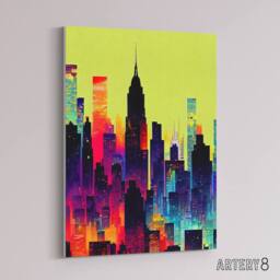 "Artery8 New York Colourful Cityscape Canvas Wall Art Print - Size: W18"" x H24""" - thumbnail 2