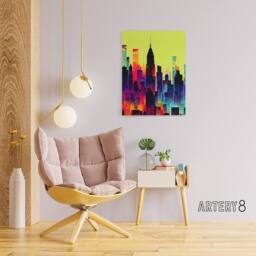 "Artery8 New York Colourful Cityscape Canvas Wall Art Print - Size: W18"" x H24""" - thumbnail 3