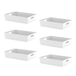 simpa 6L Plastic Studio Organiser Trays with Handles - Set of 6 in White - thumbnail 1