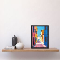 Artery8 Mediterranean Street Spain Painting Seaside Framed Art Print - Size: A4 - thumbnail 4