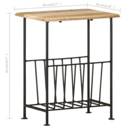 Berkfield Home Magazine Rack 40x30x50 cm Solid Mango Wood & Steel in Black - Size: 40 x 30 x 50 cm - thumbnail 7
