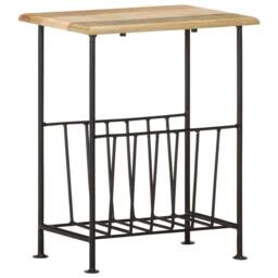 Berkfield Home Magazine Rack 40x30x50 cm Solid Mango Wood & Steel in Black - Size: 40 x 30 x 50 cm - thumbnail 8