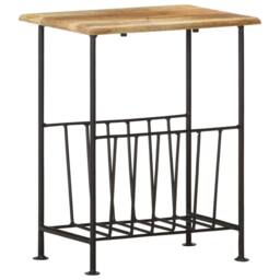 Berkfield Home Magazine Rack 40x30x50 cm Solid Mango Wood & Steel in Black - Size: 40 x 30 x 50 cm - thumbnail 9