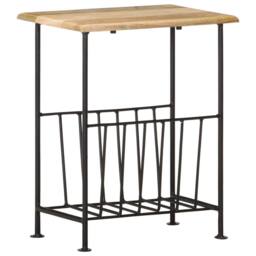 Berkfield Home Magazine Rack 40x30x50 cm Solid Mango Wood & Steel in Black - Size: 40 x 30 x 50 cm - thumbnail 2