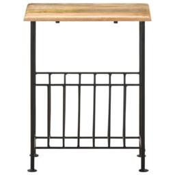 Berkfield Home Magazine Rack 40x30x50 cm Solid Mango Wood & Steel in Black - Size: 40 x 30 x 50 cm - thumbnail 3