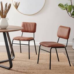 FurnitureboxUK Penrose Oak Effect Round Dining Table & 4 Tan Delta Chairs - thumbnail 8