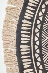 Homescapes Black & White 100% Cotton Mandala Printed Round Rug - Size: 130 cm diameter - thumbnail 3