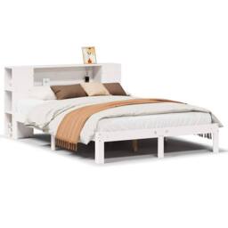 Berkfield Home Decorative Bookcase Bed without Mattress White 140x190cm Solid Wo - Size: 140x190 cm - thumbnail 3