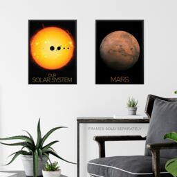Artery8 Pack of 4 NASA Our Solar System The Sun & Planets Size Comparison Mars Earth Jupiter Images Unframed Wall Art Living Room Prints Set - thumbnail 6