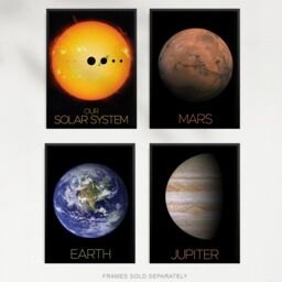 Artery8 Pack of 4 NASA Our Solar System The Sun & Planets Size Comparison Mars Earth Jupiter Images Unframed Wall Art Living Room Prints Set - thumbnail 5