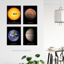 Artery8 Pack of 4 NASA Our Solar System The Sun & Planets Size Comparison Mars Earth Jupiter Images Unframed Wall Art Living Room Prints Set - thumbnail 3