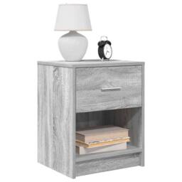 Berkfield Home Durable Bedside Cabinets 2 pcs with Drawer Grey Sonoma 40x34x50 cm in Light Grey - Size: 40 x 34 x 50 cm - thumbnail 2
