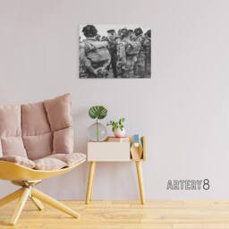 "Artery8 War WWII USA Paratroopers D Day Canvas Wall Art Print in Grey - Size: W18"" x H24""" - thumbnail 3