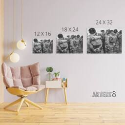 "Artery8 War WWII USA Paratroopers D Day Canvas Wall Art Print in Grey - Size: W18"" x H24""" - thumbnail 4