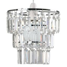 ValueLights Kelsks Chandelier Style Droplet Easy Fit Ceiling Lamp Shade & Bulb in Silver - thumbnail 2