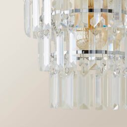 ValueLights Kelsks Chandelier Style Droplet Easy Fit Ceiling Lamp Shade & Bulb in Silver - thumbnail 4