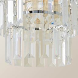 ValueLights Kelsks Chandelier Style Droplet Easy Fit Ceiling Lamp Shade & Bulb in Silver - thumbnail 5