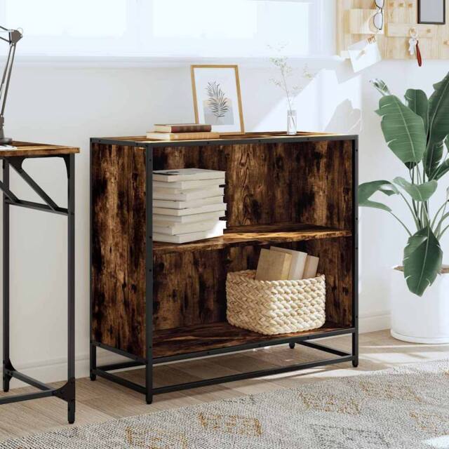 Berkfield Home Modern Book Cabinet Smoked Oak 80.5x35x76 cm Engineered Wood in Brown - image 1