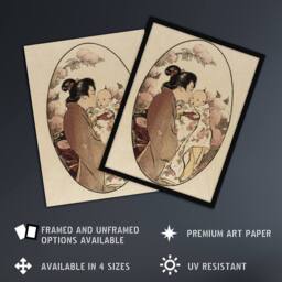 "Artery8 Helen Hyde The Secret Japanese Mother & Child Wall Art Print in Beige - Size: W12"" x H16""" - thumbnail 2