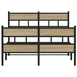Berkfield Home Metal Bed Frame without Mattress Sonoma Oak 120x200 cm in Brown - thumbnail 4