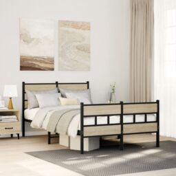 Berkfield Home Metal Bed Frame without Mattress Sonoma Oak 120x200 cm in Brown - thumbnail 1