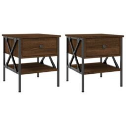 Berkfield Home Bedside Tables 2 pcs Brown Oak 40x42x45 cm Engineered Wood - Size: 40 x 42 x 45 cm - thumbnail 2