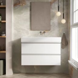 Banyetti Vatilla 1000mm Wall Hung Vanity Unit with Veneto No Tap Hole Basin - Gloss White - thumbnail 2