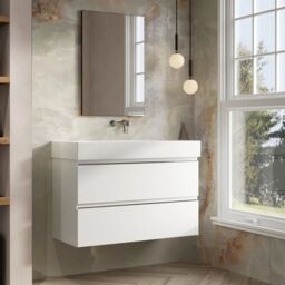 Banyetti Vatilla 1000mm Wall Hung Vanity Unit with Veneto No Tap Hole Basin - Gloss White - thumbnail 3