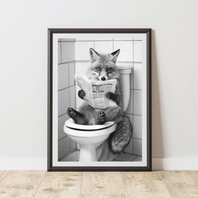 60 SECOND MAKEOVER Fox On The Toilet Animal Print - Size: A4 - image 1