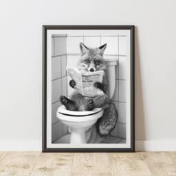 60 SECOND MAKEOVER Fox On The Toilet Animal Print - Size: A4 - thumbnail 1