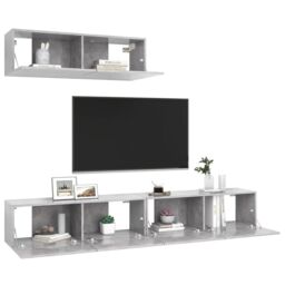 Berkfield Home TV Cabinets 3 pcs Concrete Grey Engineered Wood - thumbnail 3