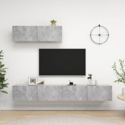 Berkfield Home TV Cabinets 3 pcs Concrete Grey Engineered Wood - thumbnail 1
