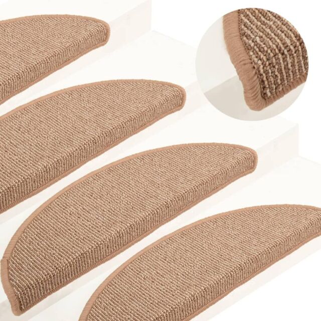 Berkfield Home Carpet Stair Treads 15 pcs Light Brown 65x21x4 cm - Size: Medium - image 1