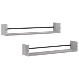 Berkfield Home Wall Shelves with Bars 2 pcs Grey Sonoma 80x16x14 cm - Size: 80 x 16 x 14 cm - thumbnail 6